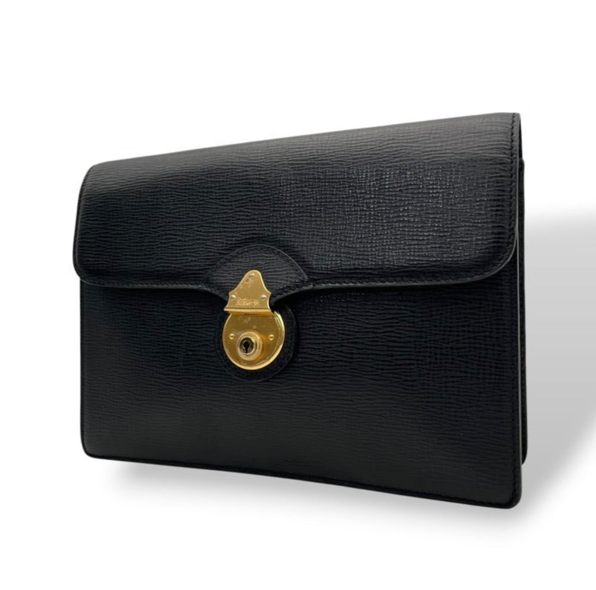 Burberrys Vintage Textured Leather Lock Clutch Bag
