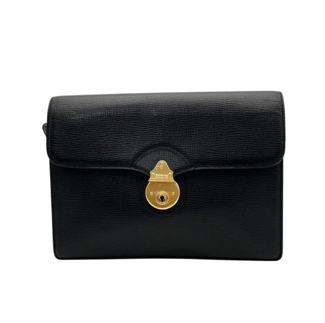 Burberrys Vintage Textured Leather Lock Clutch Bag