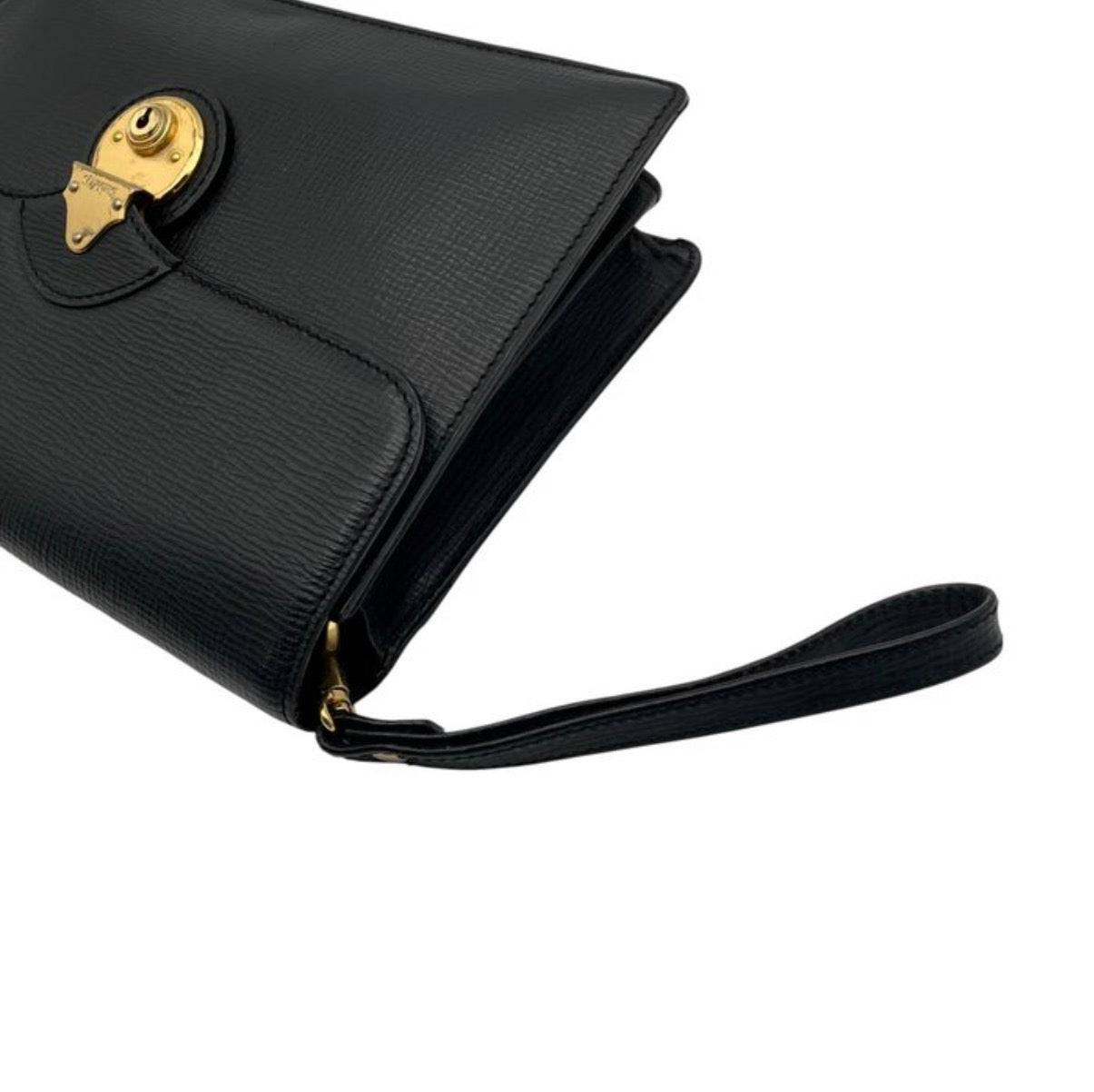 Burberrys Vintage Textured Leather Lock Clutch Bag