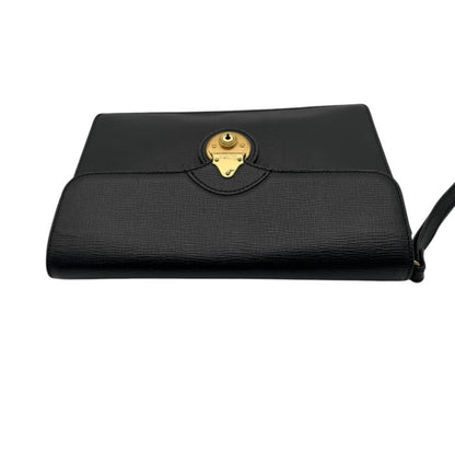 Burberrys Vintage Textured Leather Lock Clutch Bag